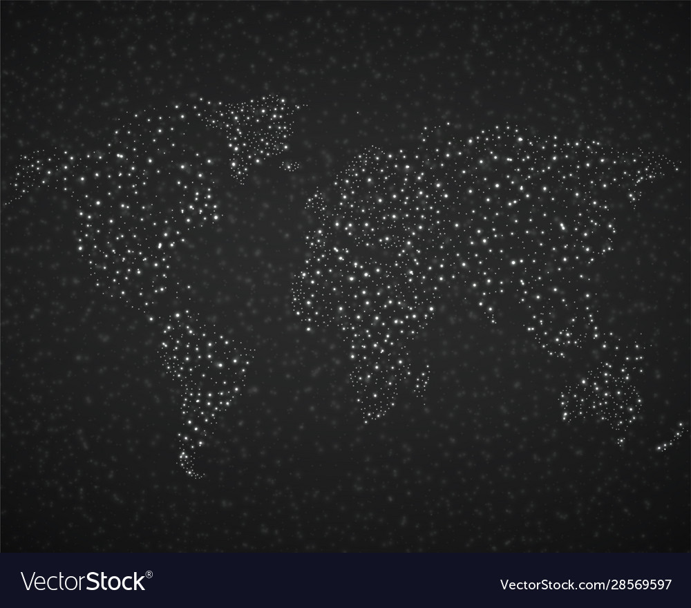 Abstract world map with glowing particles