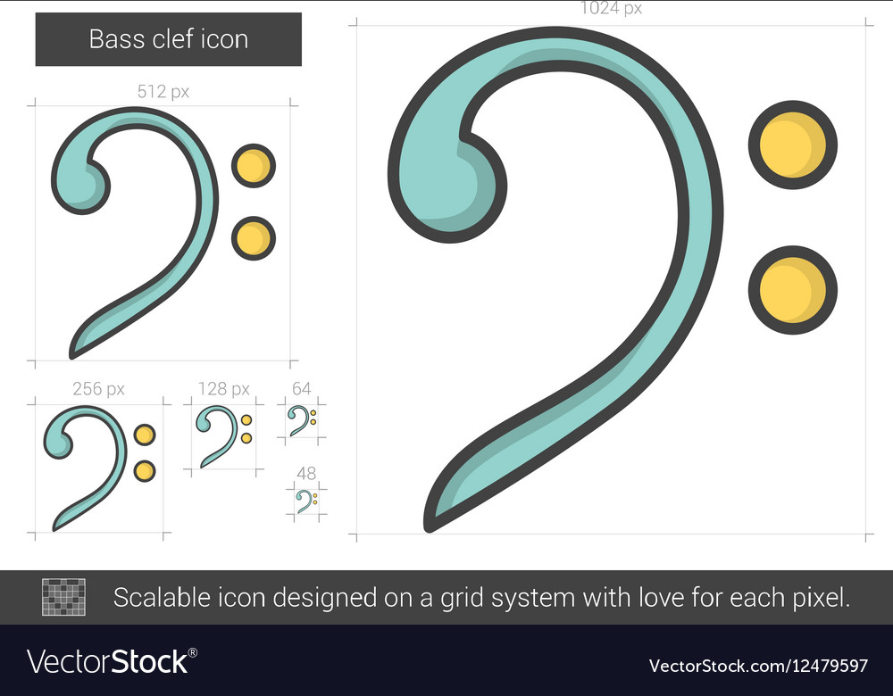 Bass clef line icon