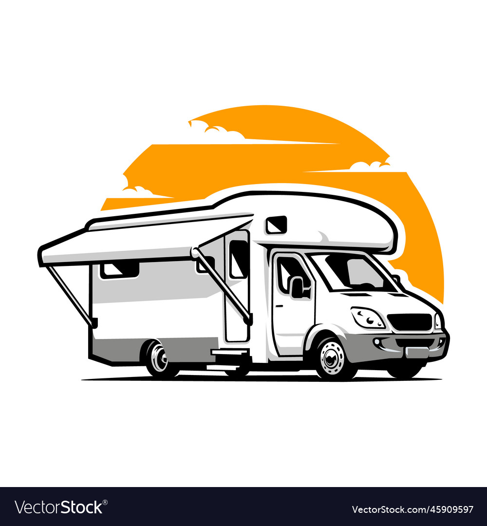 Campervan motorhome rv art isolated Royalty Free Vector