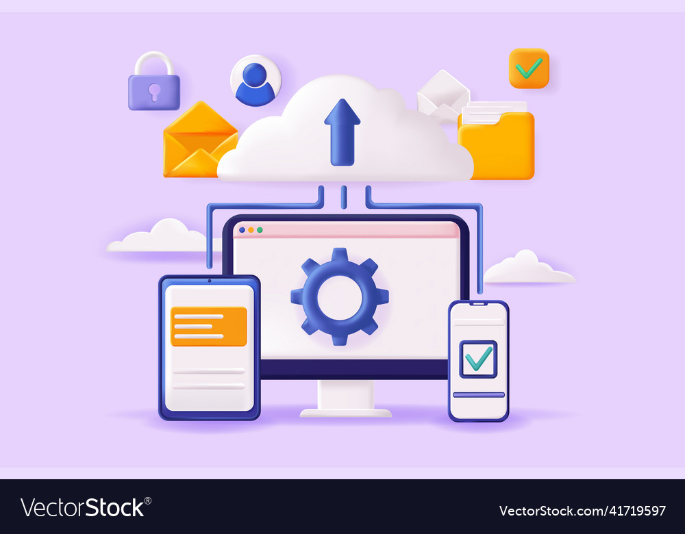 Cloud computing concept 3d vector image Cloud computing concept 3d