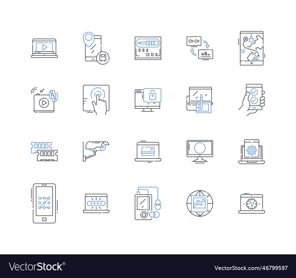 Cloud security line icons collection encryption vector image Cloud security line icons collection encryption