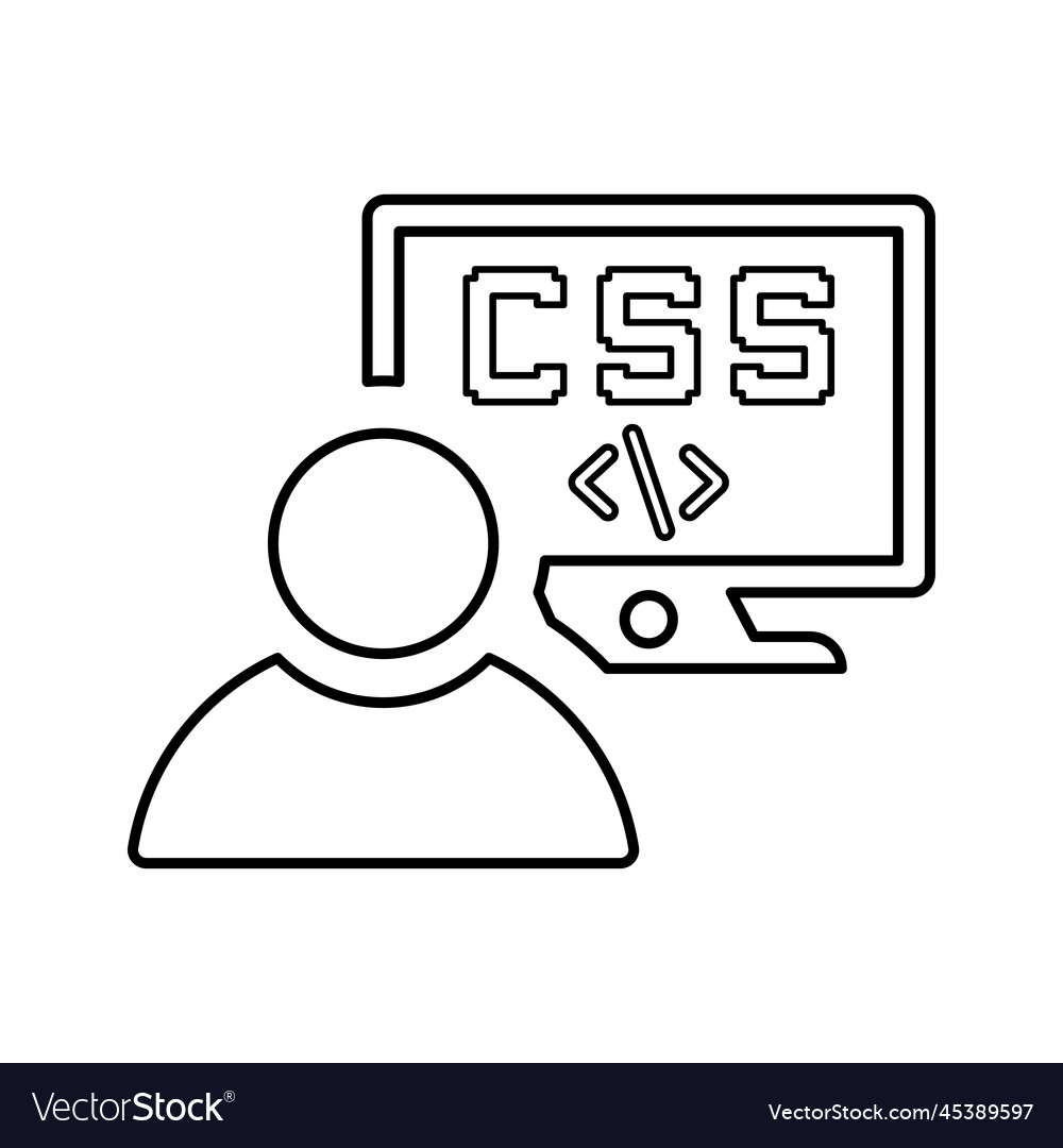 Coding css developer line icon outline