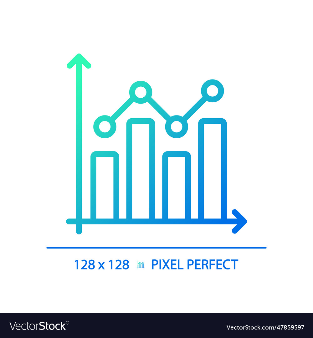 Combo chart gradient linear icon vector image Combo chart gradient linear icon