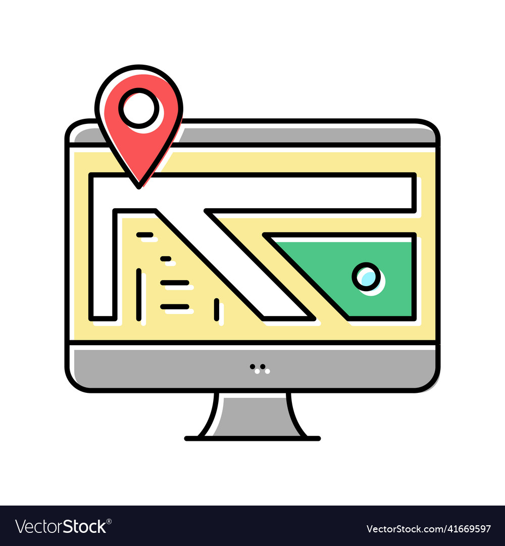 Computer monitor map location color icon