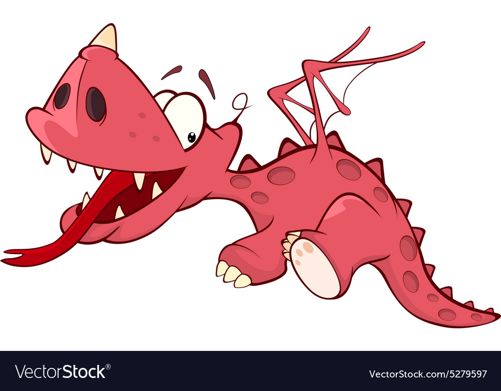 Cute red dragon cartoon