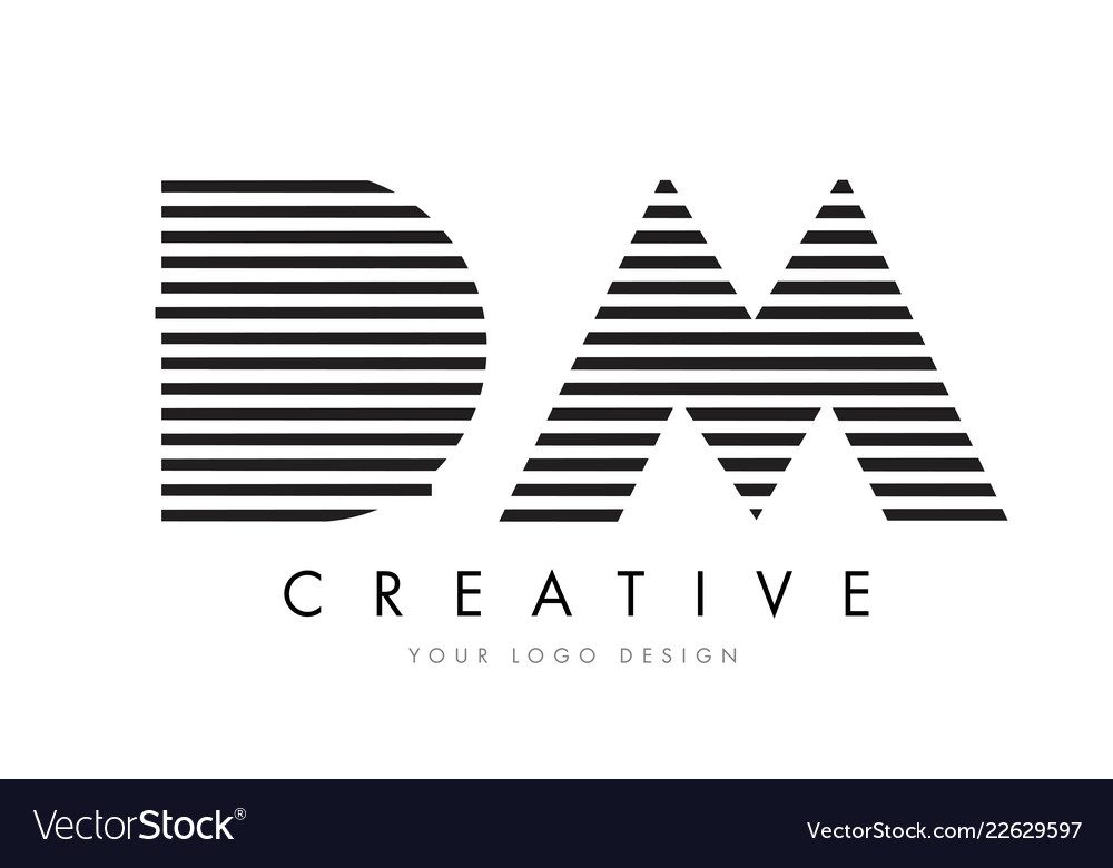 Dm d m Zebra Buchstaben Logo Design mit schwarz vector image Dm d m Zebra Buchstaben Logo Design mit schwarz