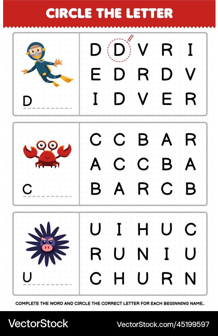 Education game for children circle the beginning Vector Image