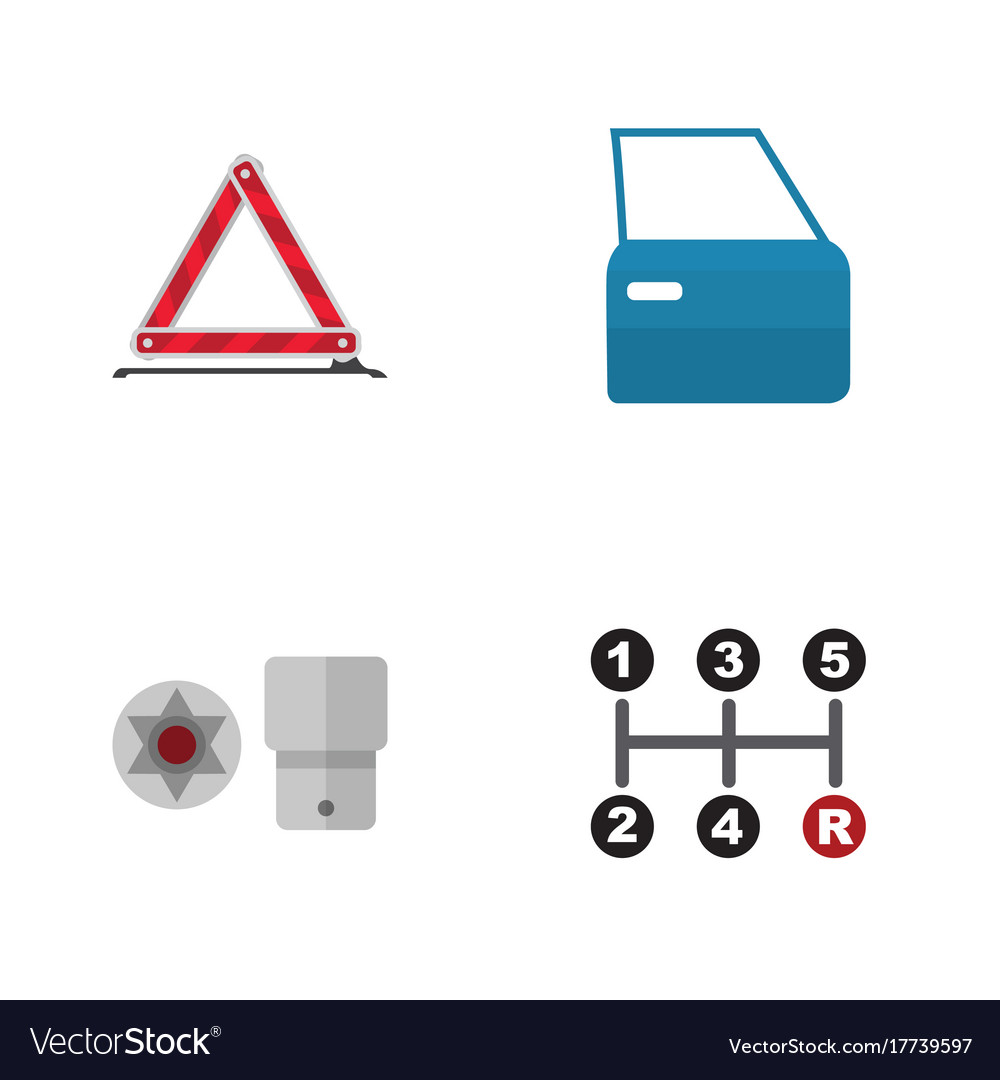 Flat icon workshop set of automobile part