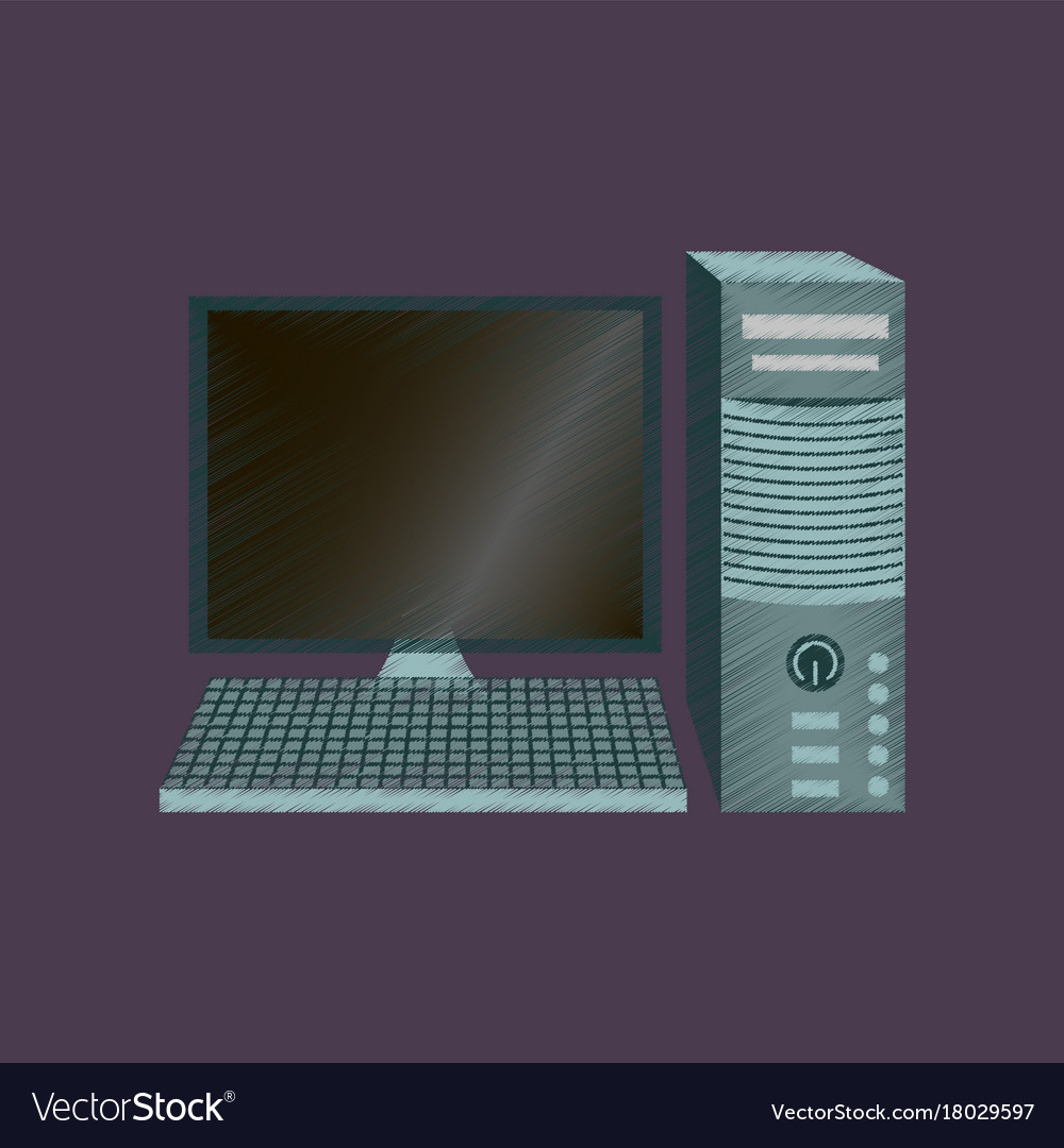 Flat shading style icon fixed computer