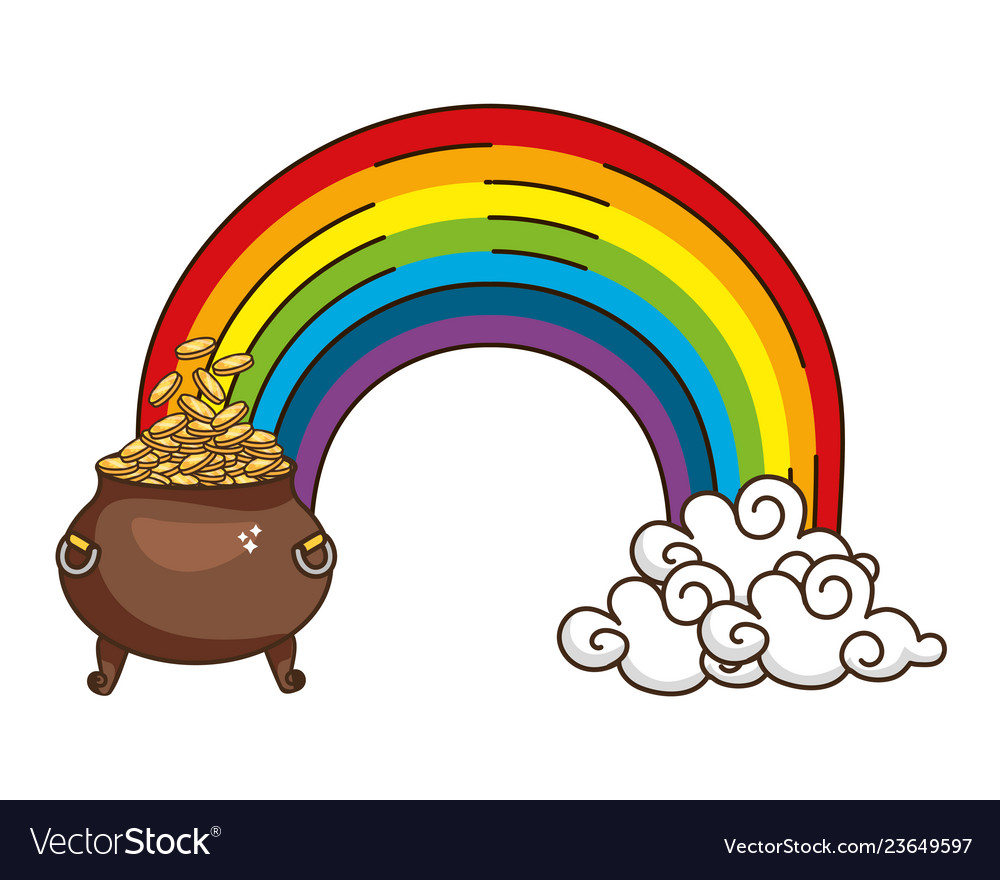 Golden coins pot cartoon Royalty Free Vector Image