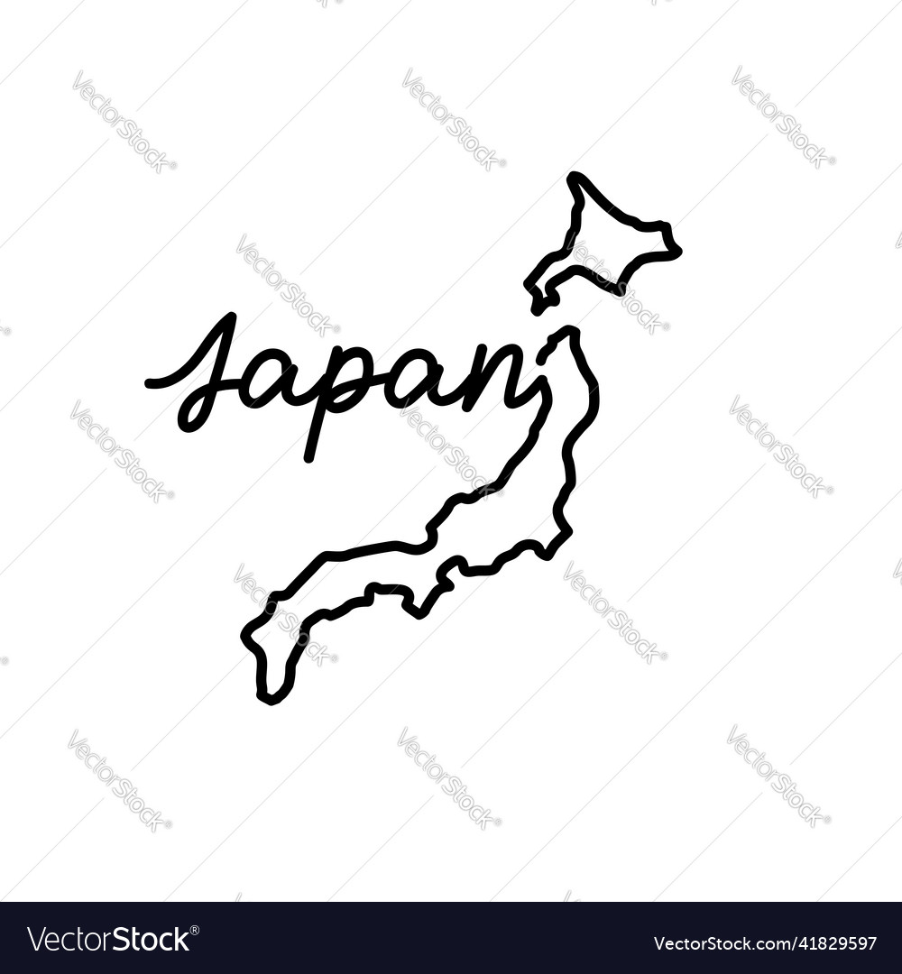 Japan outline map with the handwritten country vector image Japan outline map with the handwritten country