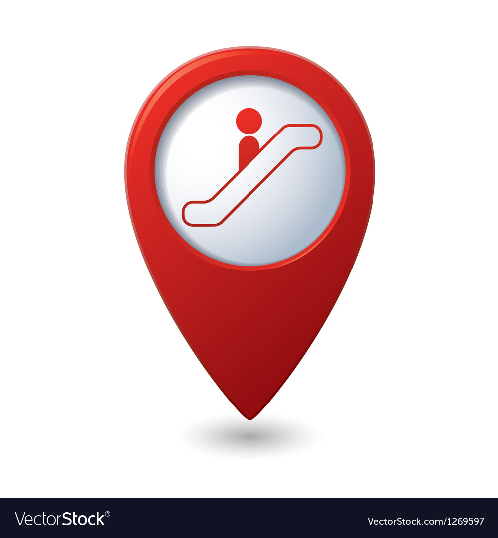 Map pointer with escalator icon