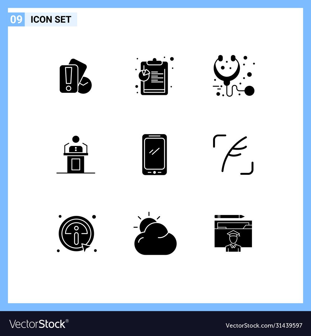 Modern set 9 solid glyphs pictograph speech