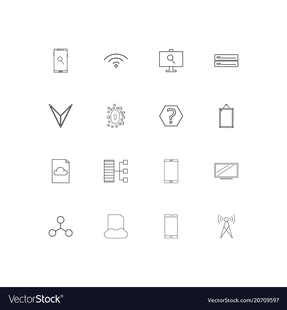 Network and database simple linear icons set