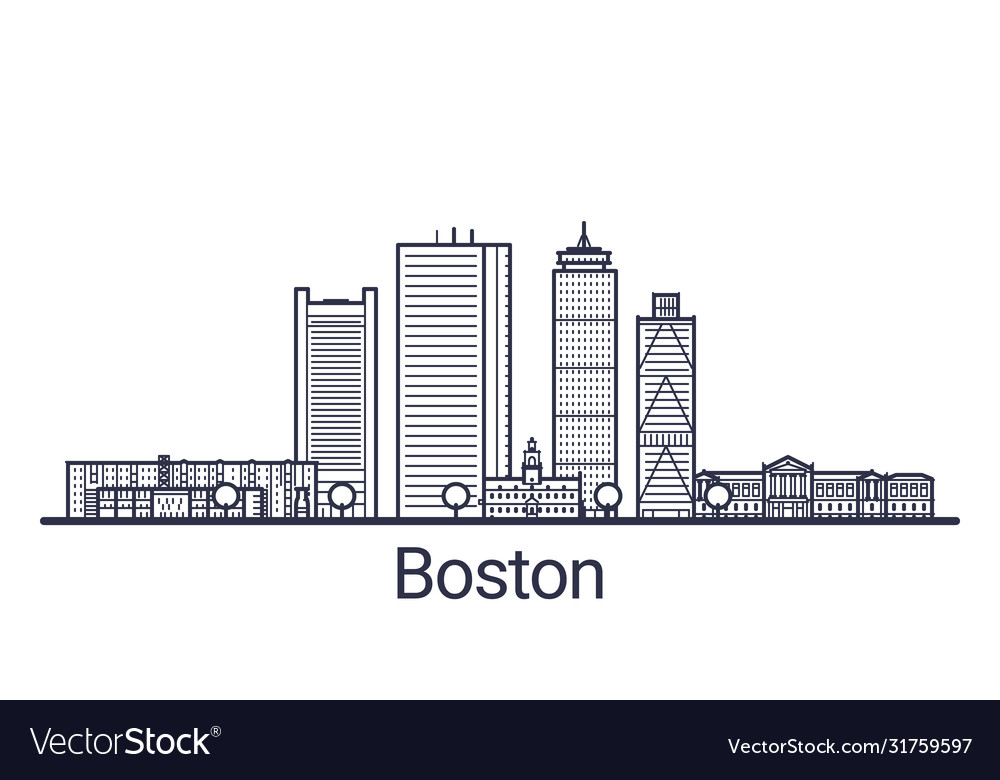 Outline boston banner Royalty Free Vector Image