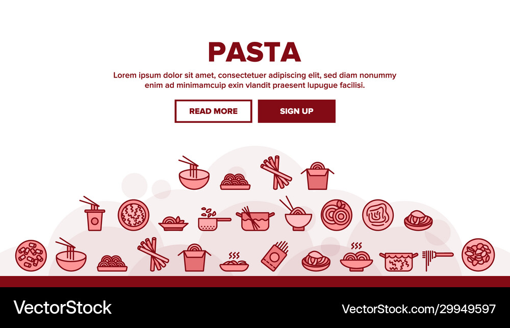 Pasta dish gastronomy landing header Royalty Free Vector
