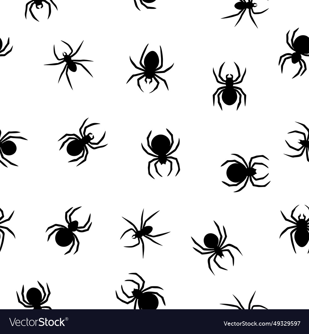 Seamless spider silhouette pattern on white