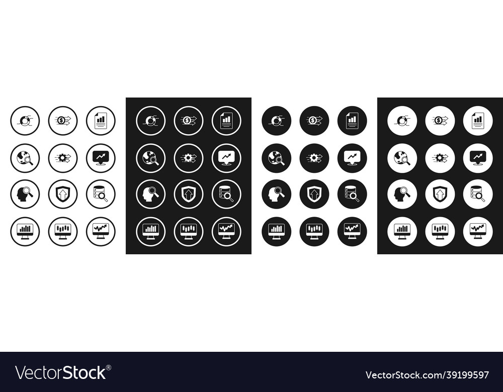 Set document with graph chart time management Vector Image Set document with graph chart time management