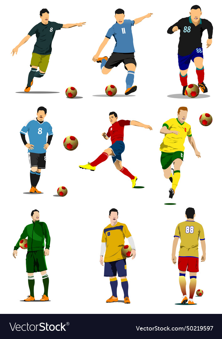 Soccer player poster color 3d hand drawn