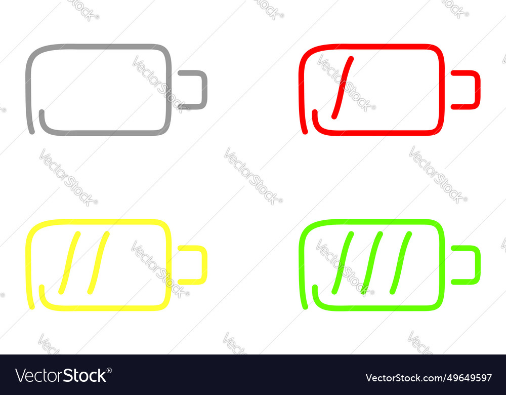 Steps of charging battery set icons draw effect Vector Image Steps of charging battery set icons draw effect