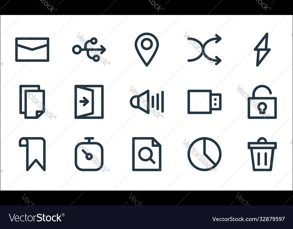 User interface line icons linear set quality vector image User interface line icons linear set quality