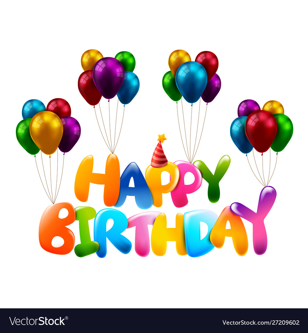 3d colorful happy birthday calligraphy 0008 Vector Image