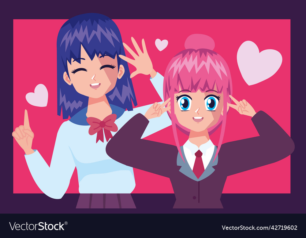 Premium Vector  Anime girl with heart