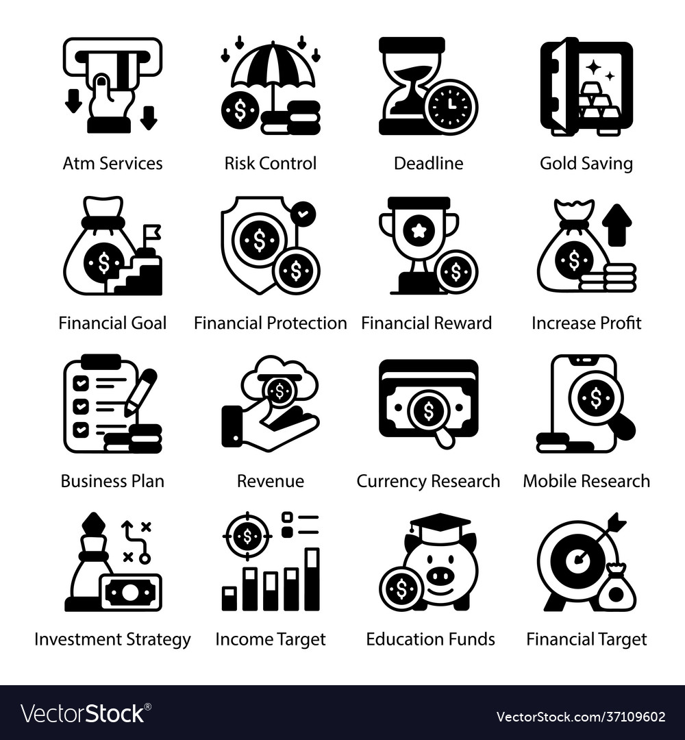 Banking and payment security solid icons