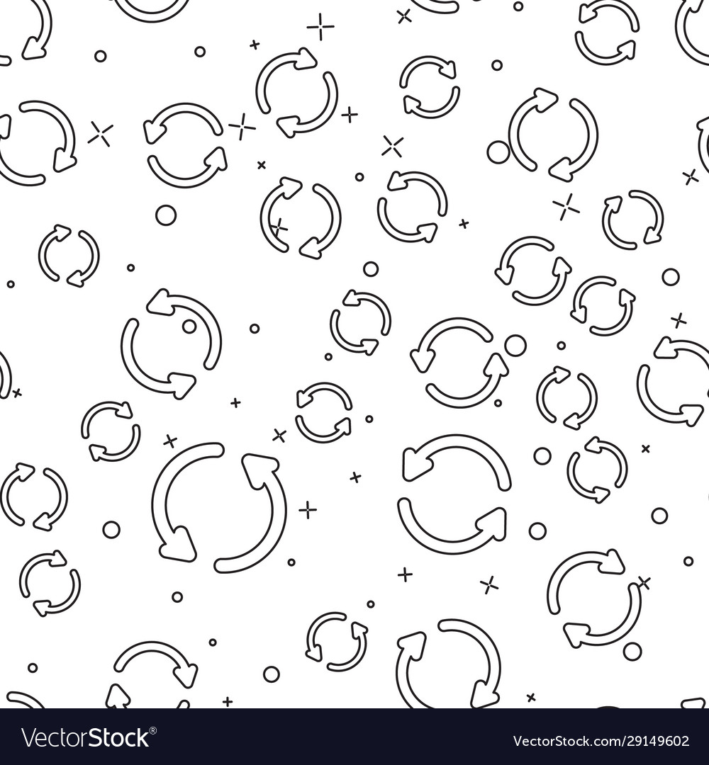 Black line refresh icon isolated seamless pattern Vector Image Black line refresh icon isolated seamless pattern