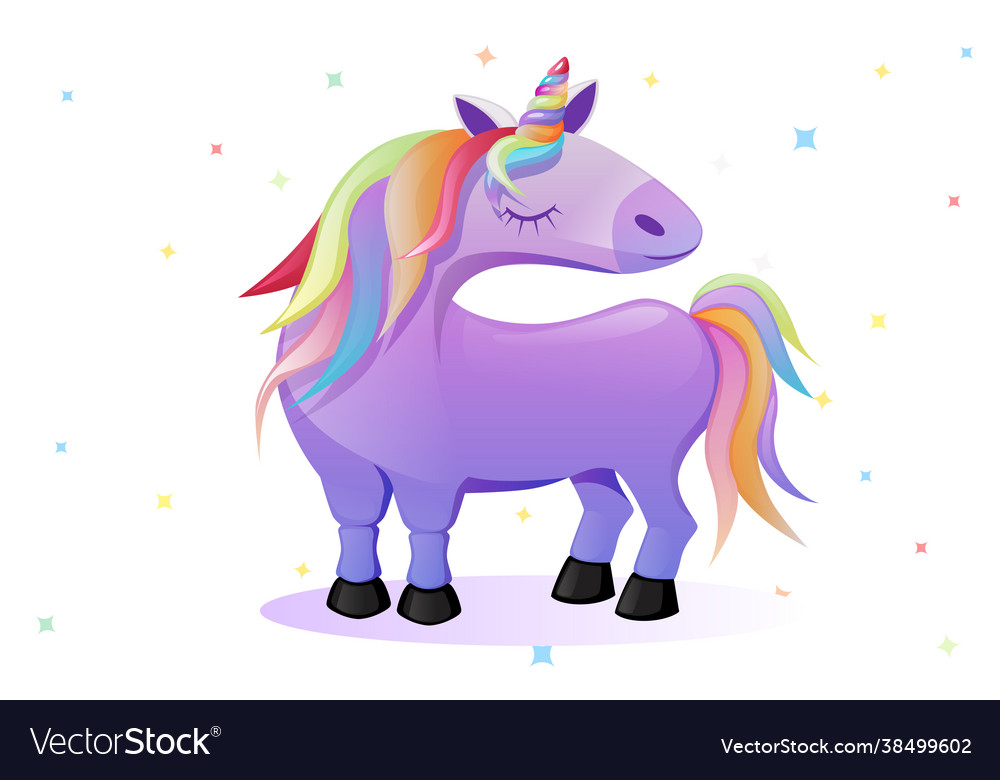 Cartoon pink unicorn cute horse on a background Vector Image