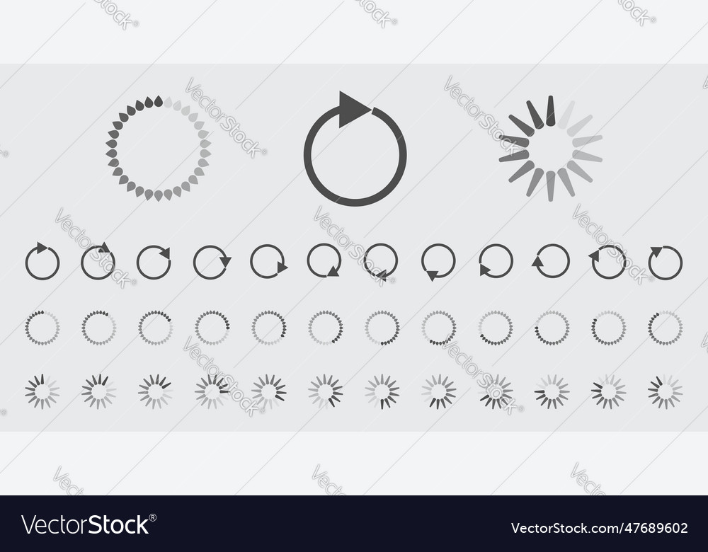 Circular loading buffering icons set vector image Circular loading buffering icons set