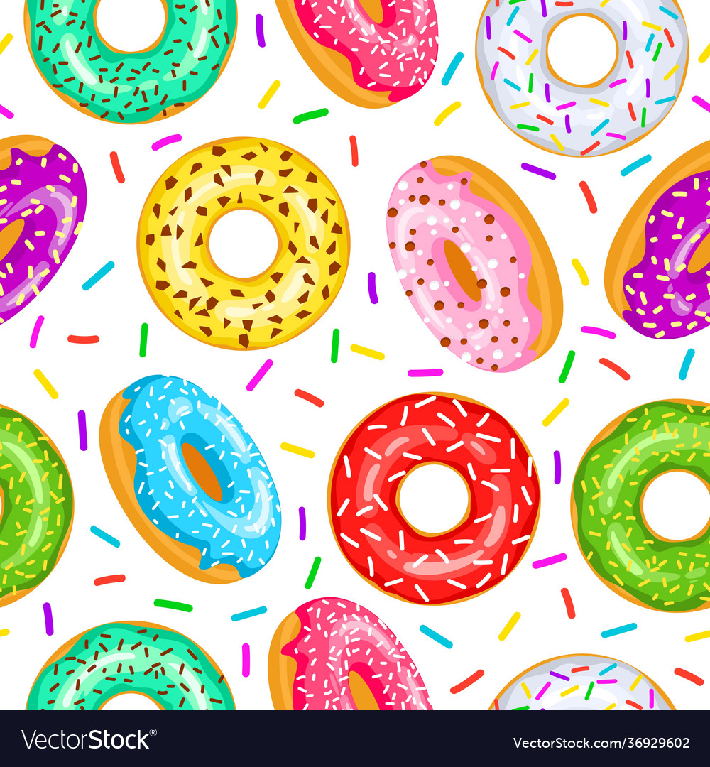 Donuts seamless pattern for fabric wrapping paper Vector Image