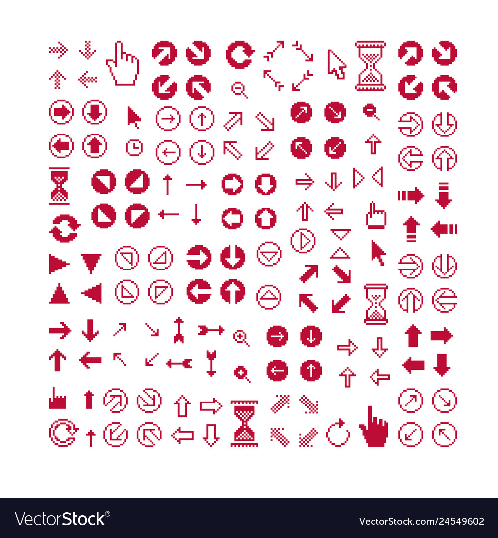 Flat 8 bit icons collection of simple geometric vector image Flat 8 bit icons collection of simple geometric
