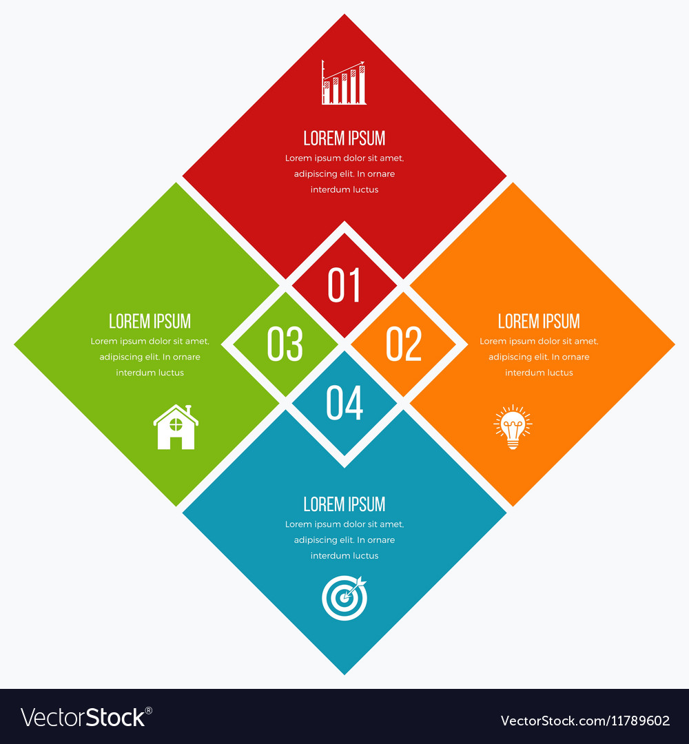 Infographics template four options with square Vector Image