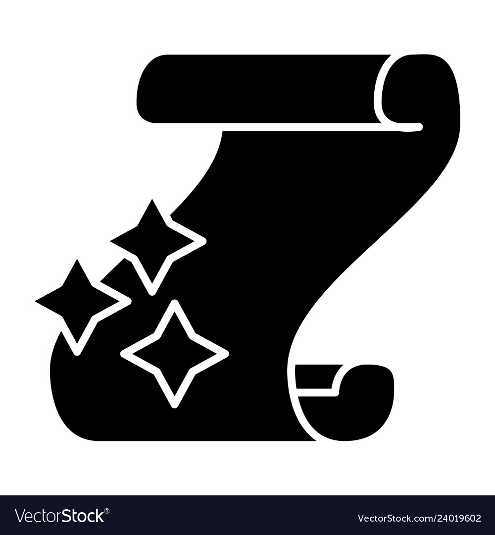 Magic scroll solid icon folio with a spell vector image Magic scroll solid icon folio with a spell