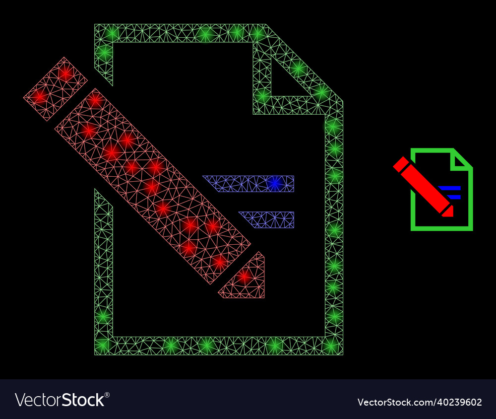 Mesh web edit text page with glowing wire vector image Mesh web edit text page with glowing wire