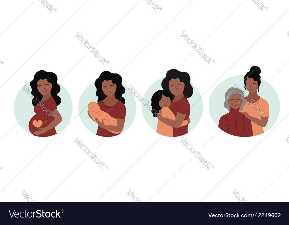 Mothers day motherhood concept set cute smiling