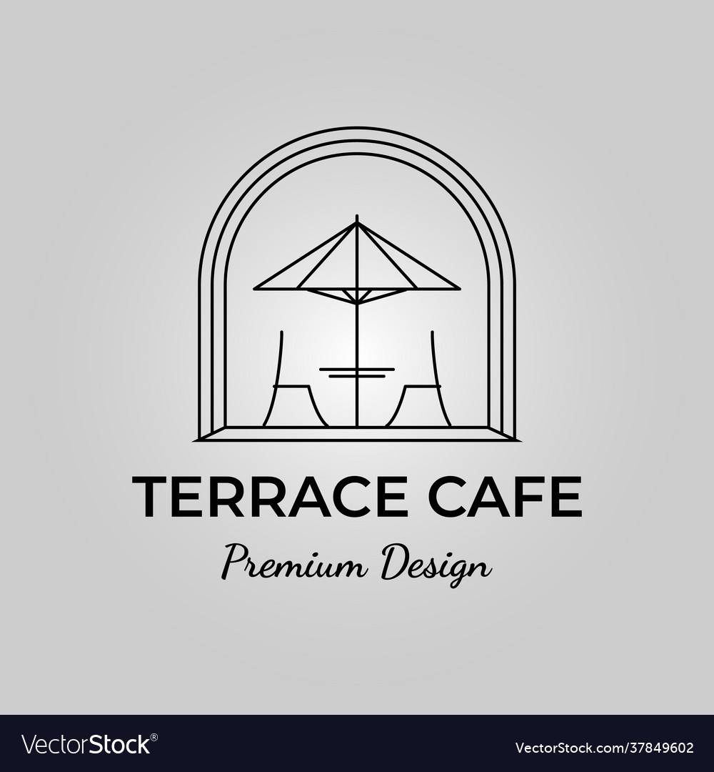 Outdoor terrace cafe line art icon minimalist