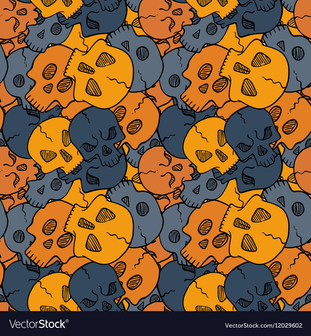 Seamless pattern with random skulls