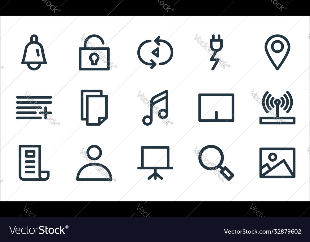 User interface line icons linear set quality vector image User interface line icons linear set quality
