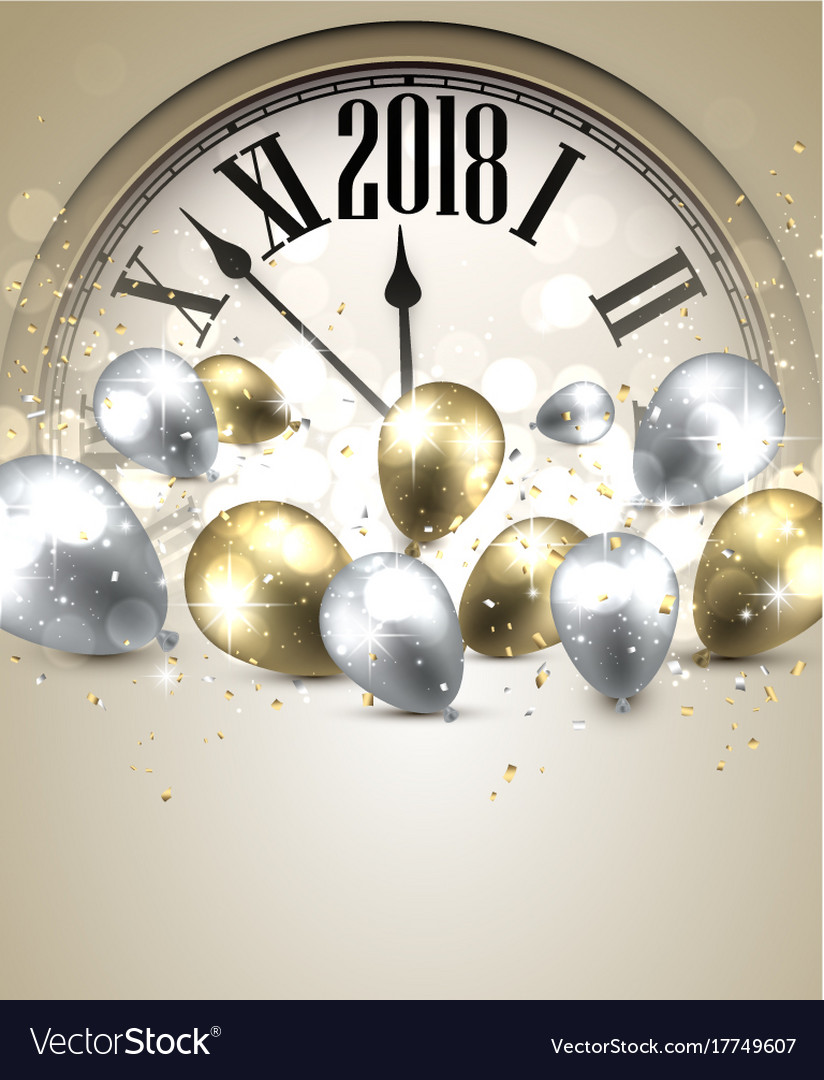 2018 new year background with clock