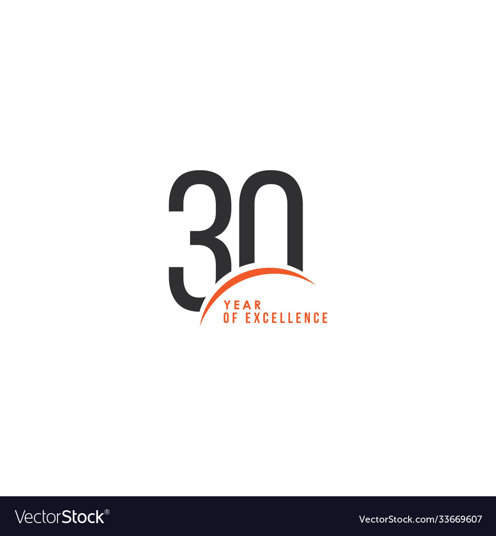 30 Year Excellence Template Design Royalty Free Vector Image