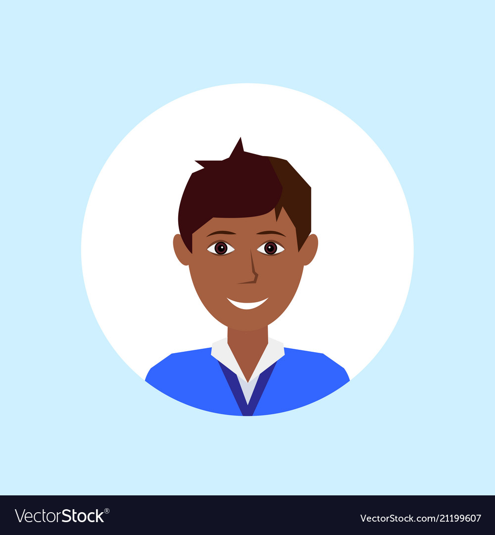 African american man face happy portrait on blue