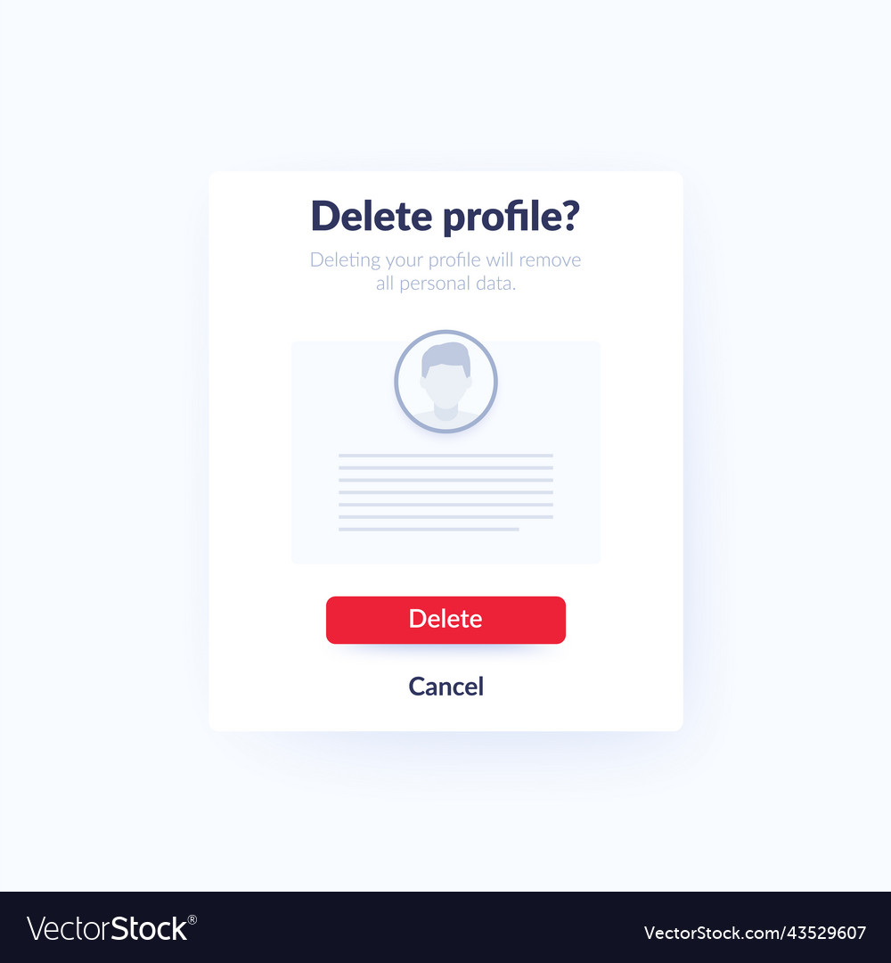 Delete profile account form ui design