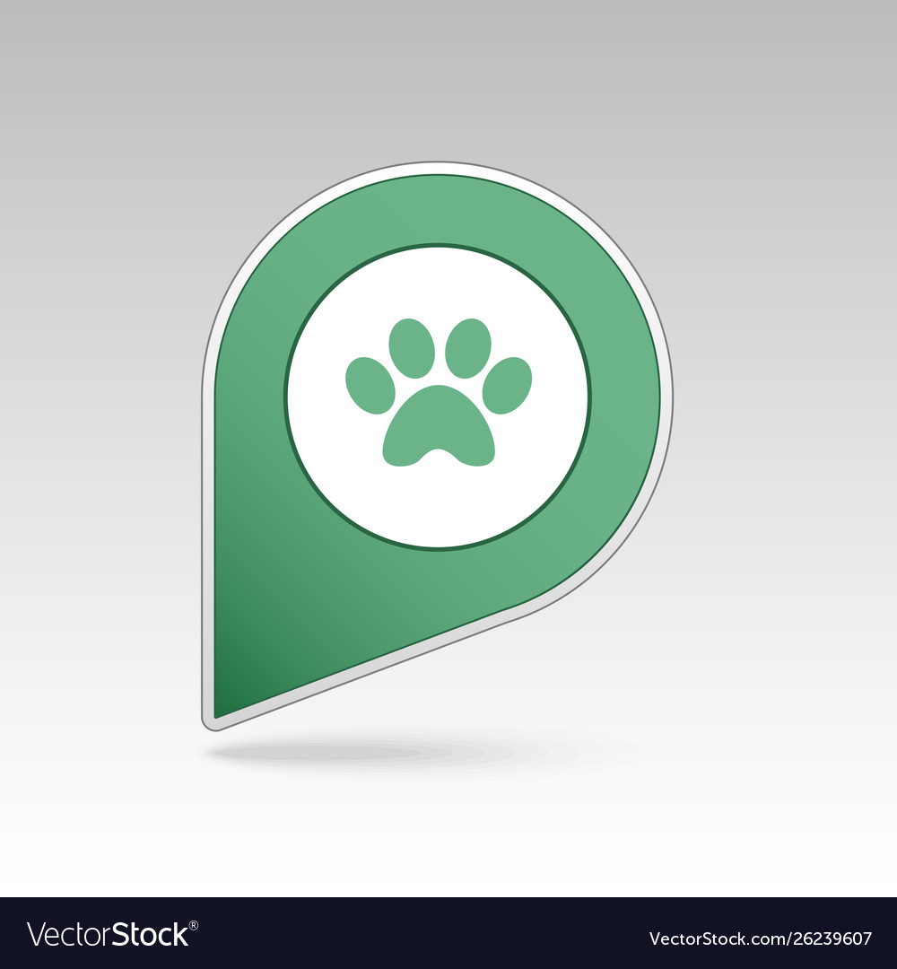 Dog paw pin map icon pointer markers vector image Dog paw pin map icon pointer markers