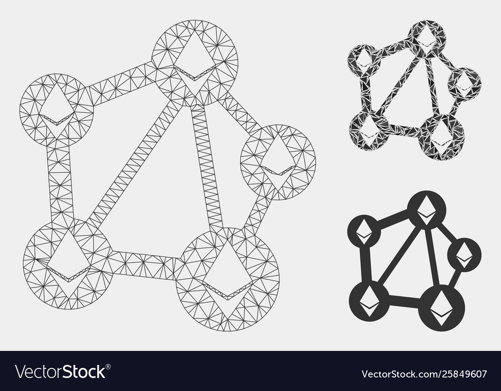 Ethereum network mesh model vector image Ethereum network mesh model