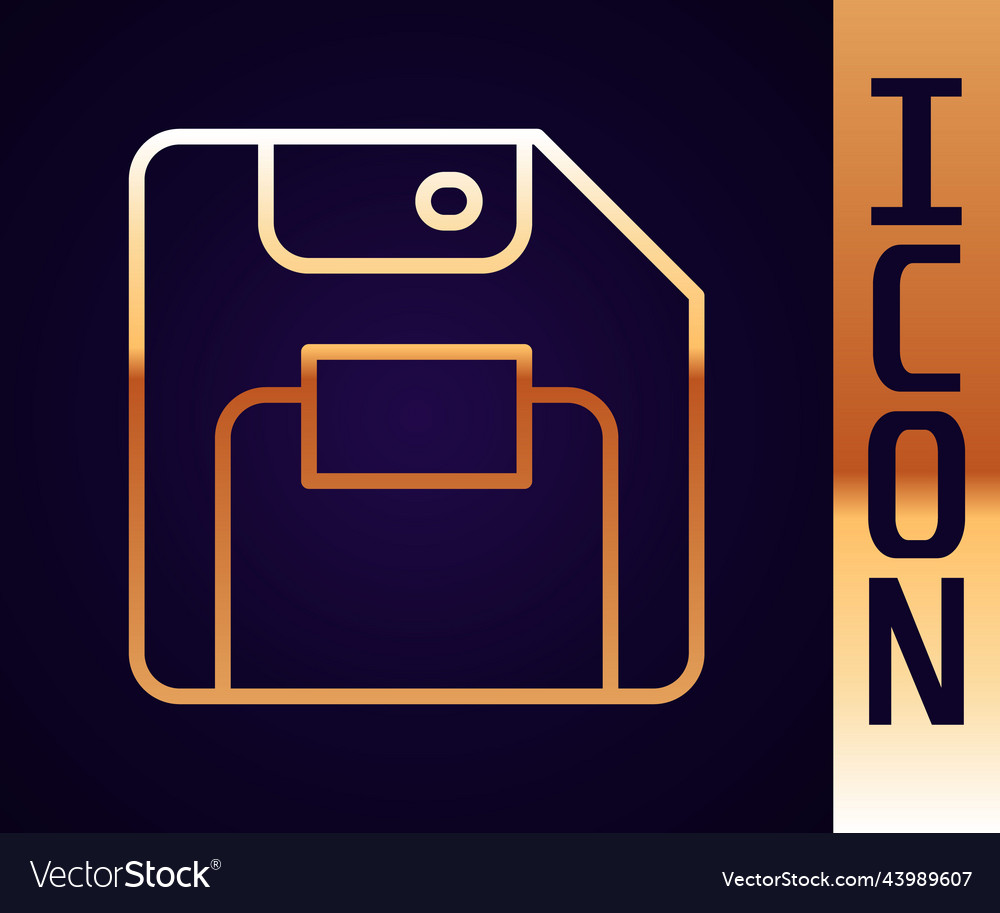 Gold line floppy disk for computer data storage vector image Gold line floppy disk for computer data storage