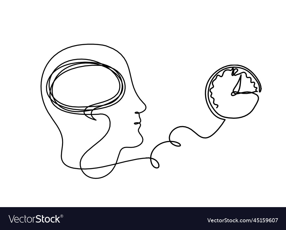 Man silhouette profile with comment and clock