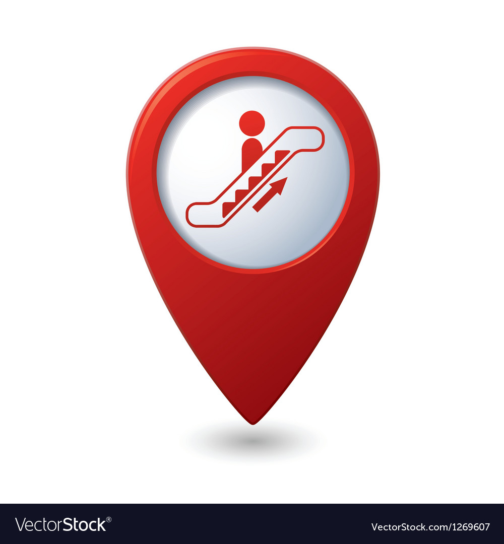 Map pointer with escalator icon