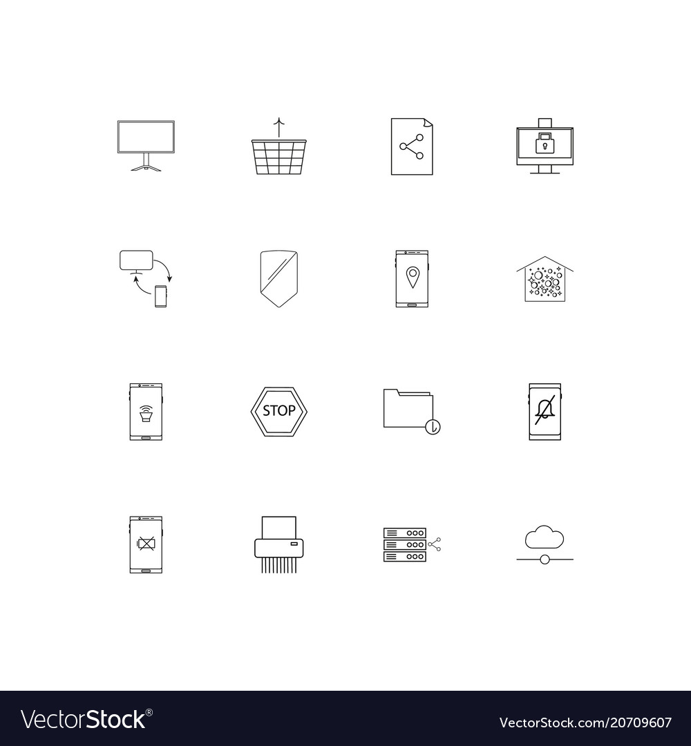 Network and database simple linear icons set